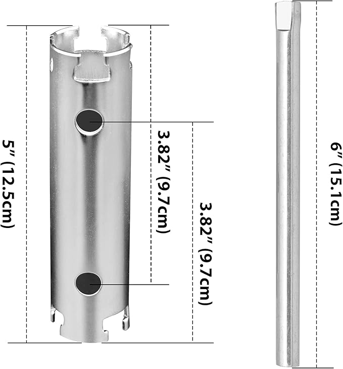 Basket Strainer Wrench Long Enough to Work on Deep Modern Universal Sink Double-ended 1/2" & 3/8" with Sliding Handle Kitchen Tool