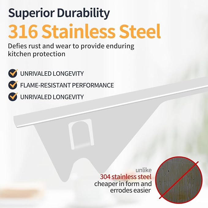Upgrade 316 Stainless Steel Stove Gap Covers, 2 Pack Stove Gap Filler ALMCALS Stove Gap Guards Range Trim Kit Heat Resistant Oven Gap Filler Between Stovetop and Counter