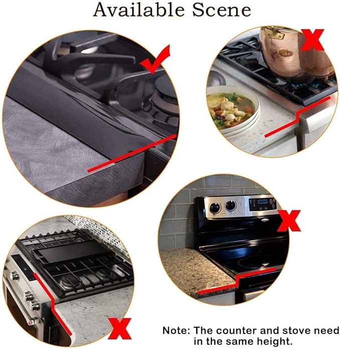 Silicone Gap Cover, (2 Pack) Silicone Gap Stopper Kitchen Stove Counter Gap Covers - Flexible Stove Space Fillers, Food Grade (25inches, Black)