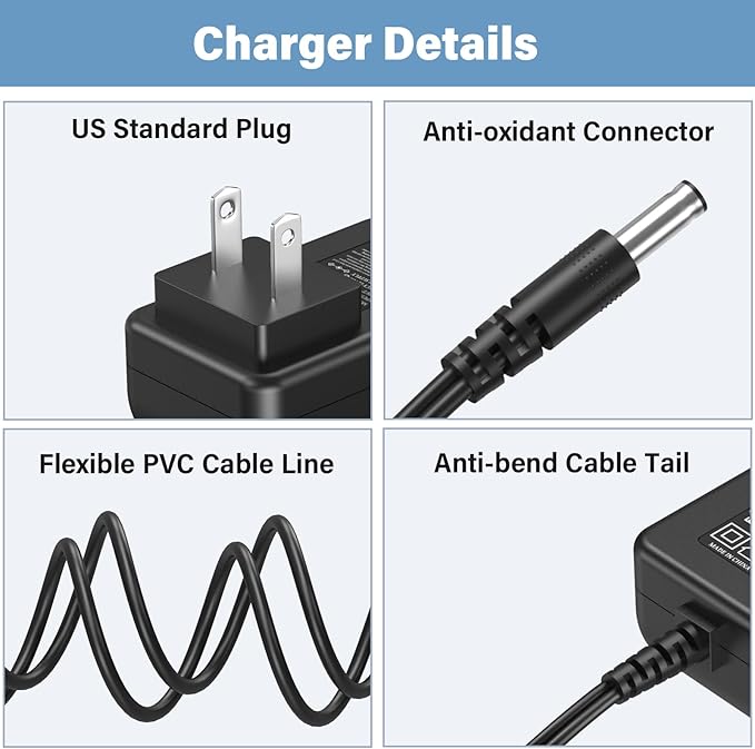 Vacuum Mop Charger Fit for Shark VACMOP VM200 (Old) Cordless Hard Floor Tile Wood Cleaner, Power Cord AC Adapter for Shark Vacuum Mop VM200C VC200 VM20026 UM200 UM205 VC205 VACMOP 10.8V Li-ion Battery