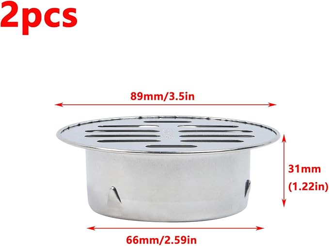 Antrader Round Floor Drain Cover,Sewer Drain Cover for Outdoor Yard Pipe Roof Balcony,Silver Tone,2.59 Inch,Stainless Steel