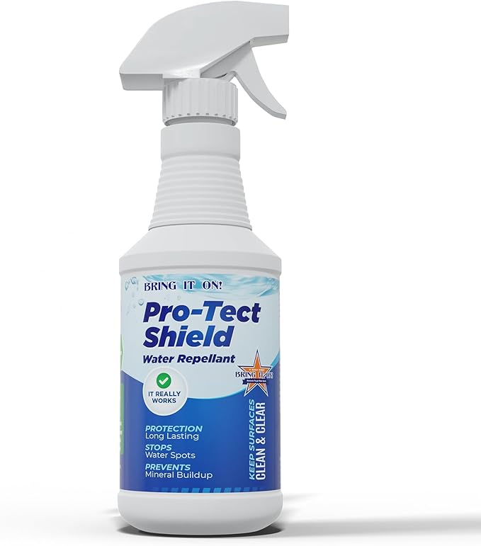 Bring It On Protect Shield Shower Door Water Repellent | Eliminate Hard Water Buildup on Tile and Grout, Glass, Fiberglass Counter Tops, All Hard Surfaces