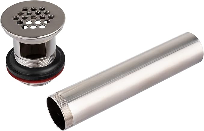Artiwell Grid Drain Strainer Assembly With Overflow for Bathroom Sink, P.O. Plug Lavatory Drain, Brushed Nickel