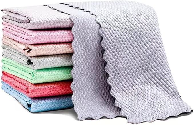 5pack Nanoscale Cleaning Cloth, Easy Clean Cloth, Microfiber Cleaning Cloth, Nanoscale Streak-Free Cleaning Cloths Reusable Lint Free Cloth for House Washable, Glasses, Dishes