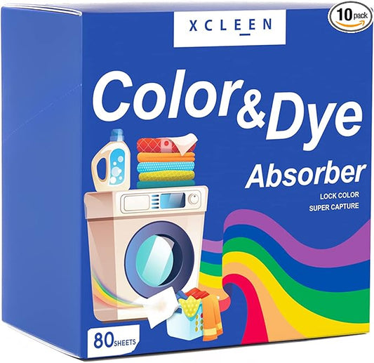 Xcleen Color Absorber Laundry Sheets 80 Count, Dye Catcher to Prevent Clothes from Smearing, Fragrance Free Color Trapping Sheets for Home School or Apartment
