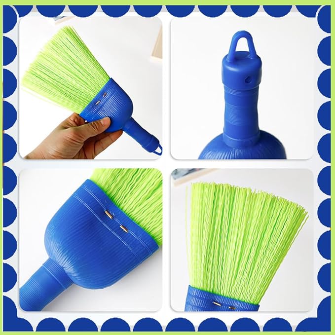 Hand Whisk Broom Handheld Poly Fiber Outdoor Car Broom with Hang Hole for Cleaning Indoor Porches Floors Decks Driveways Dirt Dust （1 Pack）