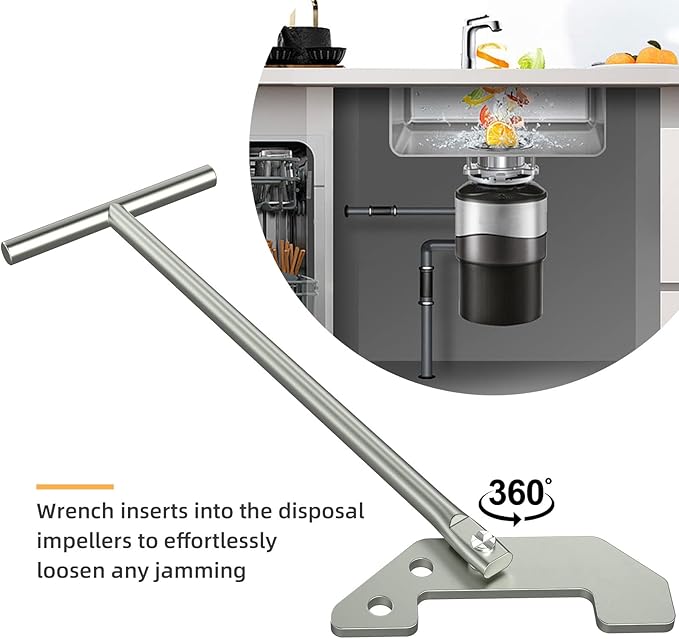 Garbage Disposer Unjamming Wrench,Garbage Disposal Wrench,Silver Garbage Disposal Wrench Tool,for Remove Unclog Kitchen Sink Clogging Above the Sink