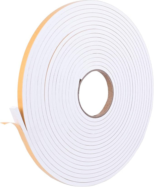 Kikerike Self Adhesive Foam Tape Weatherstrip 3/8in x 1/4in x 33Ft High Density Foam Insulation Strips Seal Weather Stripping with Strong Adhesive for Door and Window Sound Isolation Soundproofing