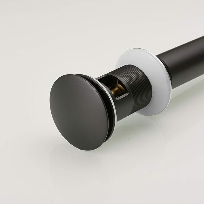 BWE Black Vessel Sink Drain Stopper with Overflow, Fits Standard Bathroom Sink Hole 1-1/2" to 1-3/4", Matte Black