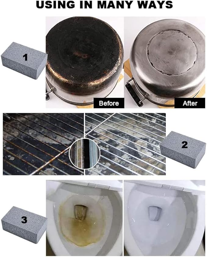 Magic Blackstone Griddle Scraper，4 Pack Gray Stone Cleaning Block Clean Brick for Grill, Removing Stains BBQ，Pool, Racks, Baking Steel, Oven, Flat Top Cookers, Utensils, Exfoliation Dead Skin, Toilet