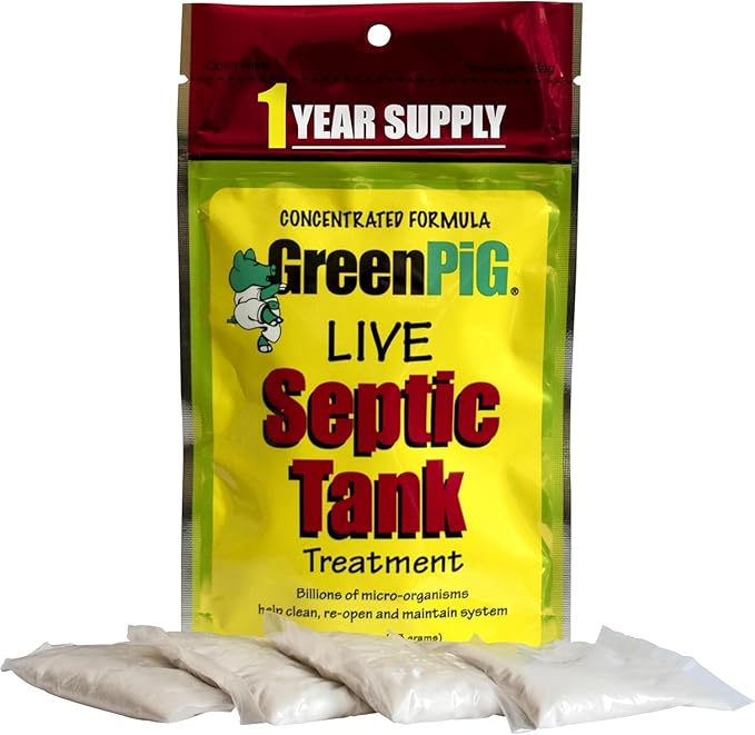 Green Pig Drain Field Cleaner, Septic Safe Drain Clog Remover, Treatment for Quickly Clearing Leach Field System Clogs, Back-Ups, and Foul Odors in Septic Tank Systems, Emergency Formula, 1 Gallon