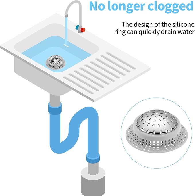 Shower Drain Hair Catcher, Shower Drain Cover, Bathtub Drain Hair Catcher for Pop-Up & Regular Drains (Pack of 2)