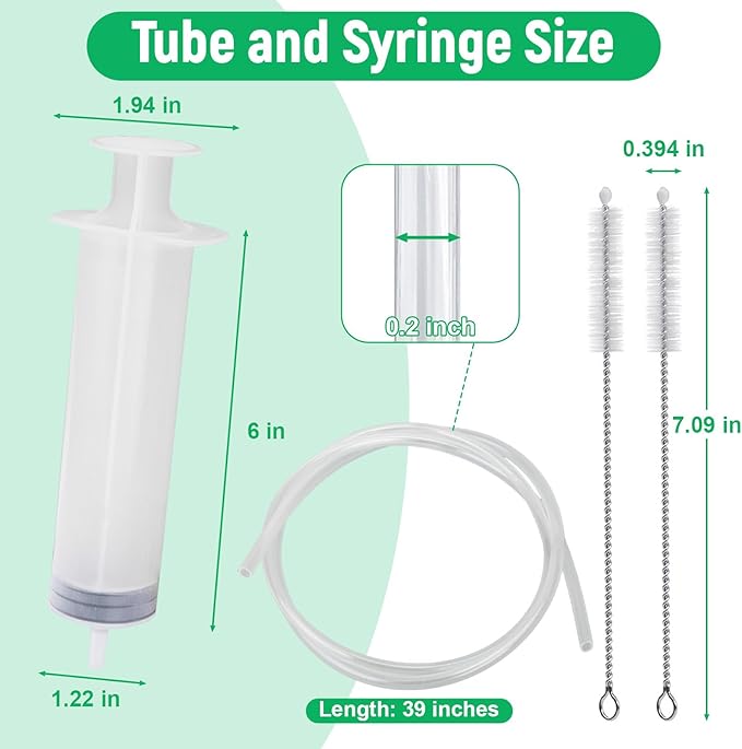 Auto Sunroof Drain Cleaning Tool, 120 Inch Flexible Tube Cleaning Brush with Pipe Cleaning Brush, Syringe Hose, And Syringe Soft Drain Brush, Car Sunroof Drain Cleaner for Drains, Sewers, Windshields