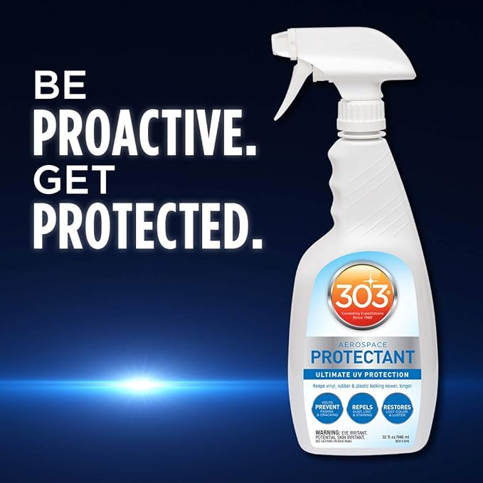 303 Products Aerospace Protectant Spray, UV Protection for Outdoor Surfaces – Protects Vinyl, Plastic & Rubber, Repels Dust & Dirt, Matte Finish, 32 oz