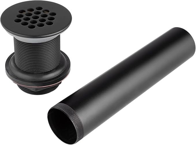 Artiwell Grid Drain Strainer Assembly Without Overflow for Bathroom Sink, C.O. Plug Lavatory Drain, Matte Black