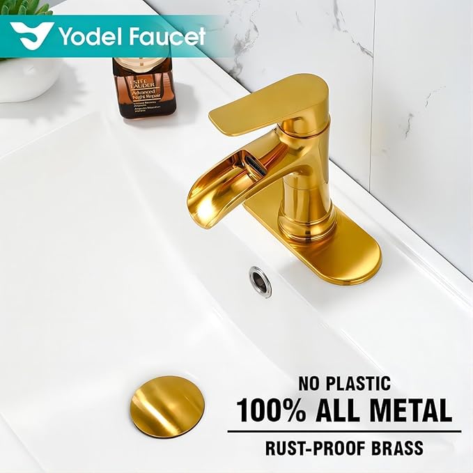 Bathroom Sink Drain with Overflow - Big Cap Design for Large Undermount Sink,Fit for Standard 1 3/4" Drain Opening - Pop Up Drain,Brushed Gold,Y1618Y-BG