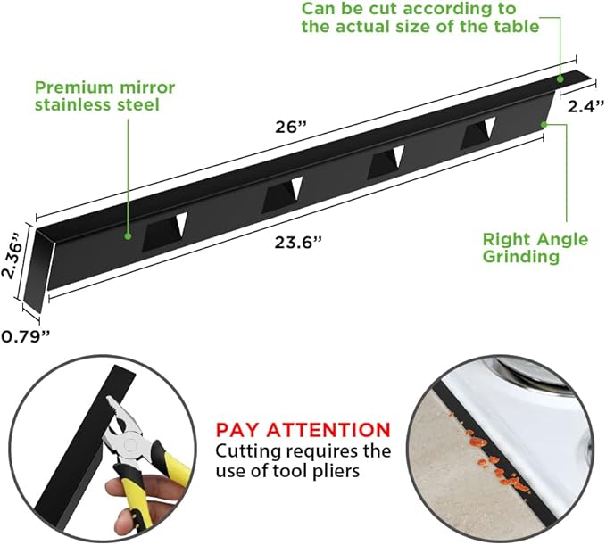2Pcs Adjustable23'4-26' Stove Gap Cover Range Gap Filler 316 Stainless Steel Counter Trim Kit Between Stove Edge and Counter Don't Melt Like Silicone Heat Resistant and Easy to Clean (black)