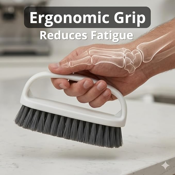 Scrub Brush, Soft-Medium Bristle Scrub Brush with Handle – All-Purpose Cleaning Brushes for Kitchen, Bathroom, Shower, Tile, Grout, Sink & Floor – Durable Household Scrubber by Final Touch (3-Pack)