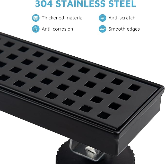 24 Inch Linear Shower Drain Matte Black 304 Stainless Steel