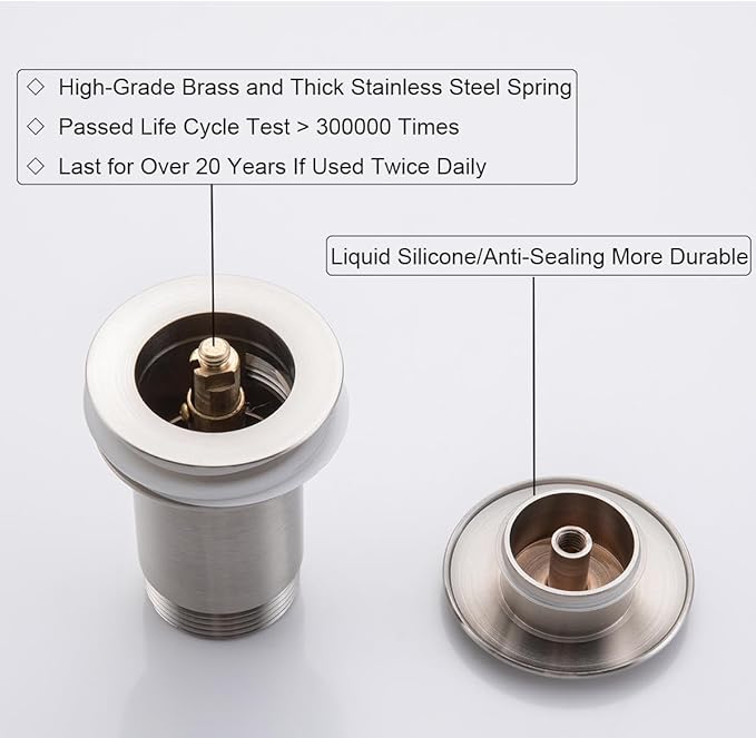 RANDOM Brushed Nickel Brass Bottle P Trap Kit Contemporary Round Bottle P-Trap 1 1/4 with Pop Up Drain with Overflow.83888BN-S6
