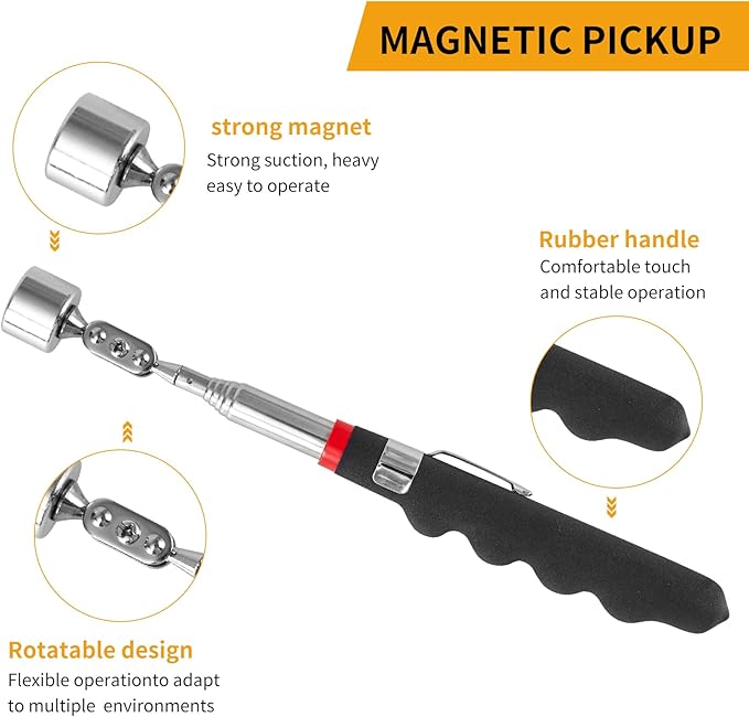 Rotatable Telescoping Magnetic Pick Up Tool -Telescopic Magnet Stick,Useful for Hard-to-Reach,Narrow Space,Mechanic,Automotive,Home- Cool Gadget Christmas Gifts Stocking Stuffers for Men Women Husband