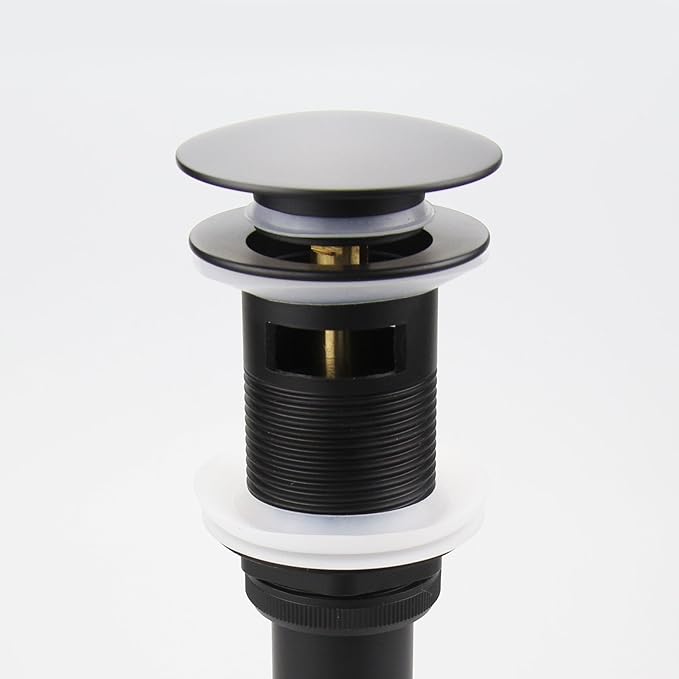 Bathroom Lavatory Vanity Vessel Sink Drain, Pop Up Drain Stopper with Overflow, Black