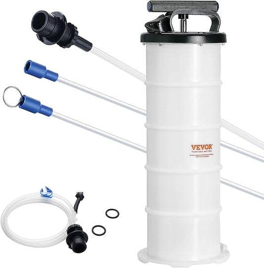 VEVOR 6.5L Manual Fluid Extractor Pump, Oil Changer Vacuum Fluid Extractor, Oil Extractor Change Pump for Automotive, Oil Change & Fluid Change Tool with Dipstick and Suction Hose (6.5L)