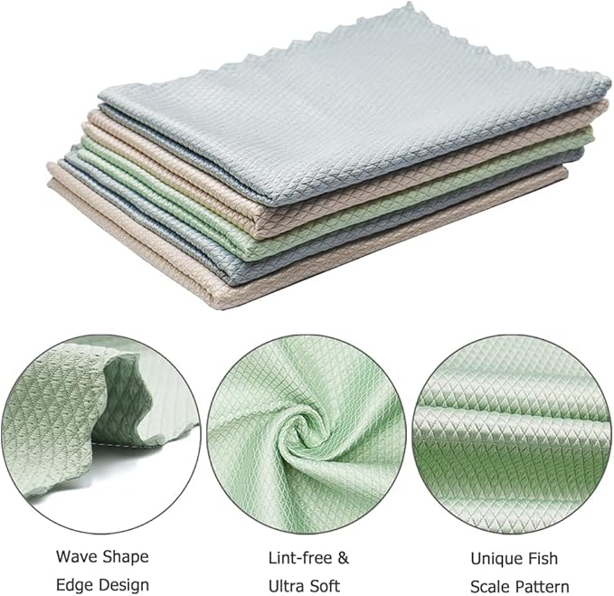 5pack Nanoscale Cleaning Cloth, Easy Clean Cloth, Microfiber Cleaning Cloth, Nanoscale Streak-Free Cleaning Cloths Reusable Lint Free Cloth for House Washable, Glasses, Dishes