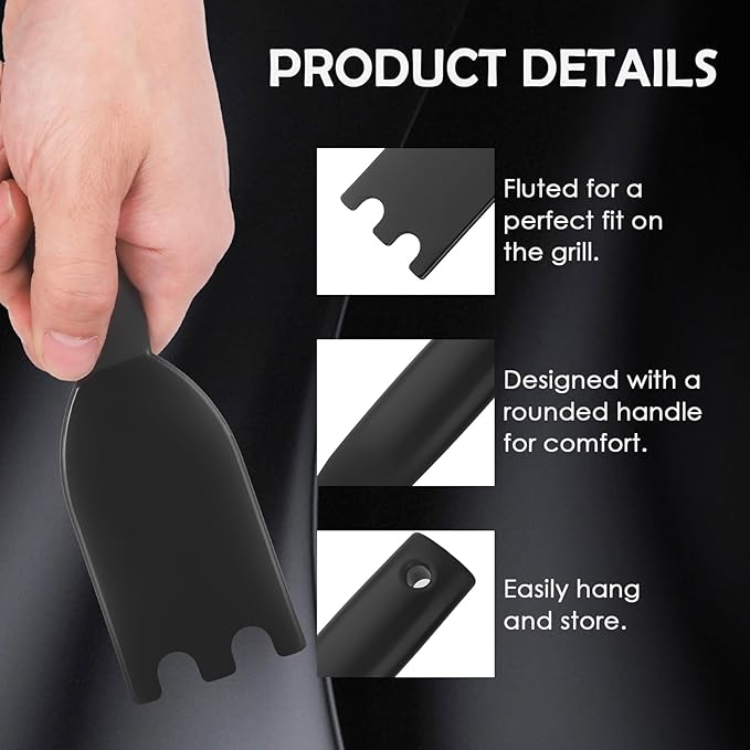 Grill Scraper for George Foreman Indoor Grills and Other Indoor Grills with Grooves,Heat-Resistant Grill Spatula with Ergonomic Handle