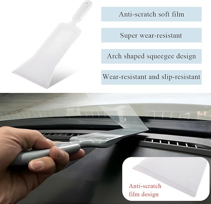 2 PCS Car Paddle Bulldozer Squeegee, Long Handle Window Tint Film Installation Tools, Paddle Bulldozer Scraper for Car Front Rear Windows Glass Cleaning, Car Accessories