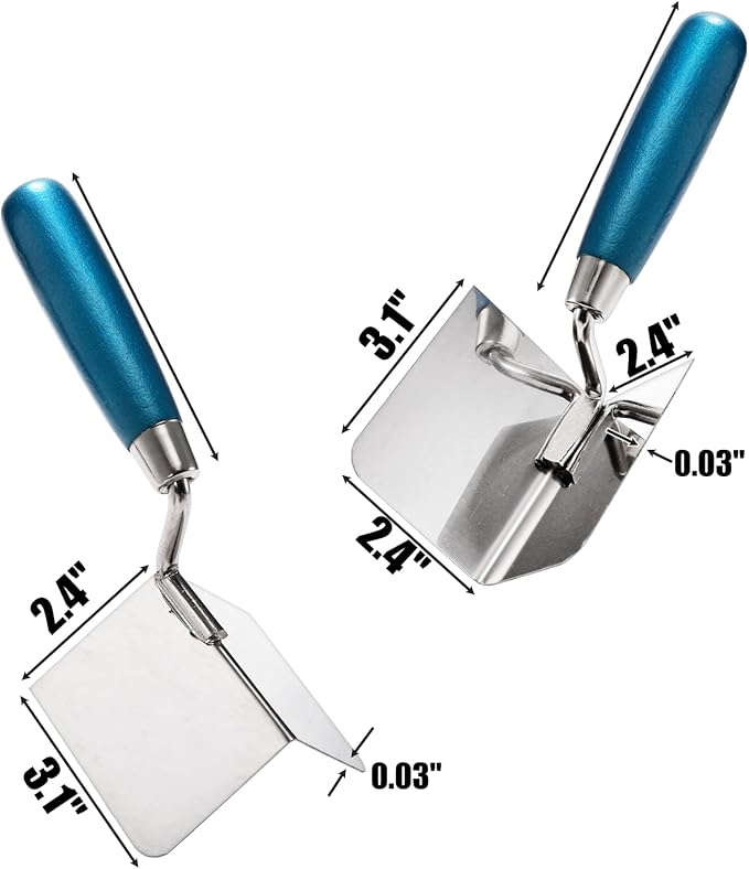 Peohud 2 Pieces Drywall Corner Tool Set, Inside and Outside Corner Knife, Stainless Steel Corner Trowel, Concrete Finishing Tool for Plastering Bricklaying Corner Finishing Work