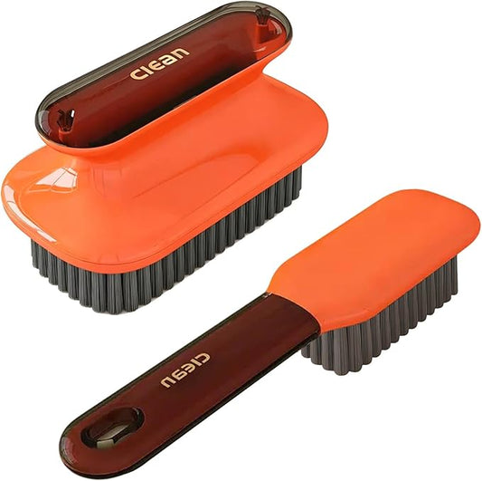Laundry Stain Brush Household Scrub Brush Laundry Brush for Stain Removal,Soft Bristle Brush 2 Pack Stain Brush for Clothes Scrubbing Bathroom Cleaning Brush, Easy to Hold (Orange)