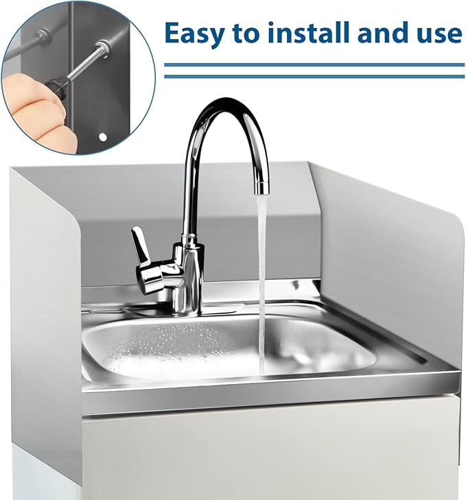 Therwen 2 Pcs Stainless Steel Side Splash Guard for Kitchen Sink 15 x 12 Inch Wall Mount Guard with Screws Commercial Restaurant Bar Hand Wash Sink and Compartment Prep Splash Protector Supply