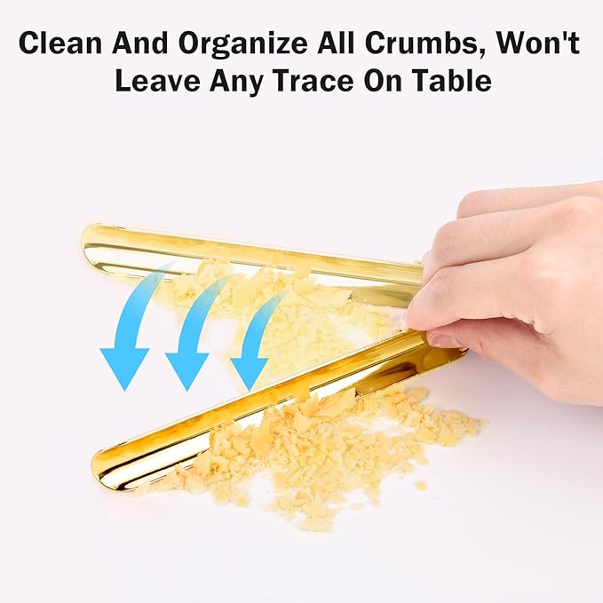 Table Crumb Sweepers, Crumbers for Servers, Bread Crumber Cleaner Stainless Steel Table Crumbers for Tablecloth in Restaurants and Homes, Servers, Waiters, Waitresses Tool Accessories (5 PACK, Gold)