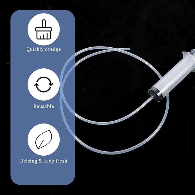 5 Pcs Refrigerator Cleaning Kit Flexible Refrigerator Feeding Scrub Tube Brush Extra Long Pipe Slim Cleaner Tool with Hose Syringe Shovel Plug Rod for Ice Maker Dispenser