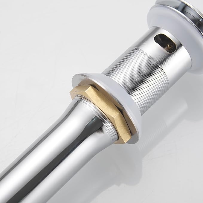 Bathroom Sink Drain with Overflow Vessel Vanity Pop Up Drain Assembly Stopper Lavatory Commercial Bath Brass Fits Bathroom Standard Sink Hole 1-1/2" to 1-3/4" Chrome Finish, P07C