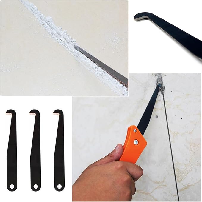 10 Pack Grout Remover Blade Replacement Knife Hook for Grout Removal Tool Cleaner Scraping Rake Tile Seam Cleaning Grout Lines Joints Hand Saw Caulking Application