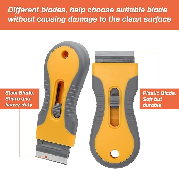 Razor Blade Scrape with 20pcs Extra Blades, Scraper Tool, Razor Blade Retractable, Paint Stripping Tool, Hob Oven Glass Cooker Cleaning Tool Non Scratch Anti Slip Window Glass Wallpaper