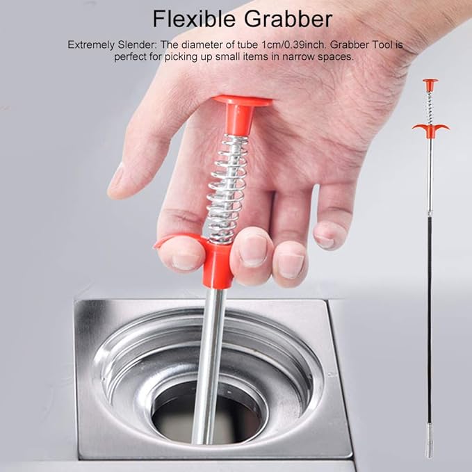 Plumbing Grabber, Flexible Grabber Claw Pick Up Reacher Tool With 4 Claws Bendable Hose Pickup Reaching Assist Tool for Litter Pick, Drains, Home Sink, Toilet, 0.57m/22.44inch(Size:0.57m)