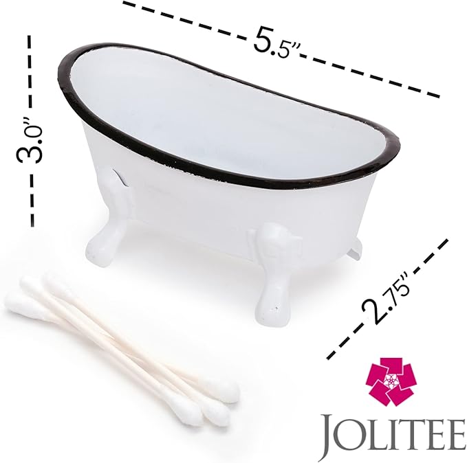 Rustic Enamel 1 Piece 5.5" Metal Clawfoot Mini Bathtub Soap Dish Mini Bath Tub Decoration Clawfoot Tub Soap Caddy White