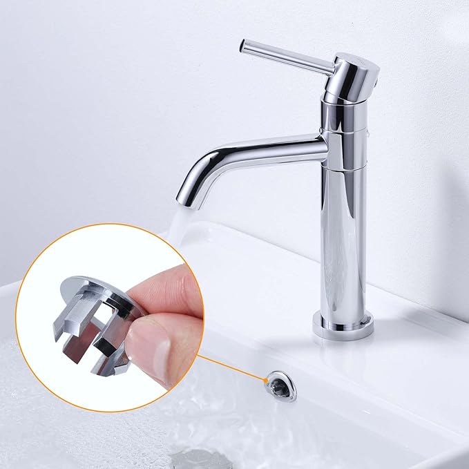 2 Pack Sink Overflow Ring, ARCORA Bathroom Kitchen Sink Basin Trim Overflow Cover Hole Insert Cap Chrome