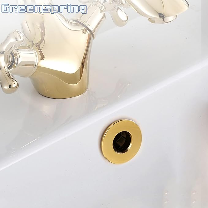 Bathroom Sink Basin Trim Overflow Cover Brass Insert In Hole Round Caps Cover Idea Gold Finish