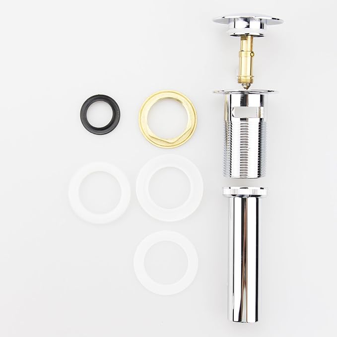 Pop Up Sink Drain with Overflow, Bathroom Faucet Vessel Vanity Sink Drain Stopper, Polished Chrome