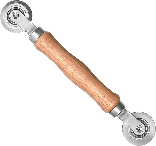 Screen Roller Tool - Rolling Tool for Installing Door & Window Screens & Repair - Spline Roller with Wood Handle & Steel Bearing Wheel - Professional Rolling Tool - Double Ended Hand Spline Roller