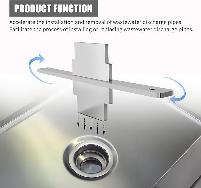 Waste Drain Tool for 3 Tier Sink in Commercial Kitchens（Stainless Steel),Twist Waste Drain Tool and Lever Waste Plumbing Drain Tool