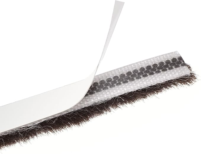 uxcell Weather Stripping Brush, 10ft L x 0.3" W x 0.3" H Self-Adhesive Seal Weatherstrip Sweep Brush Brown for Door Window