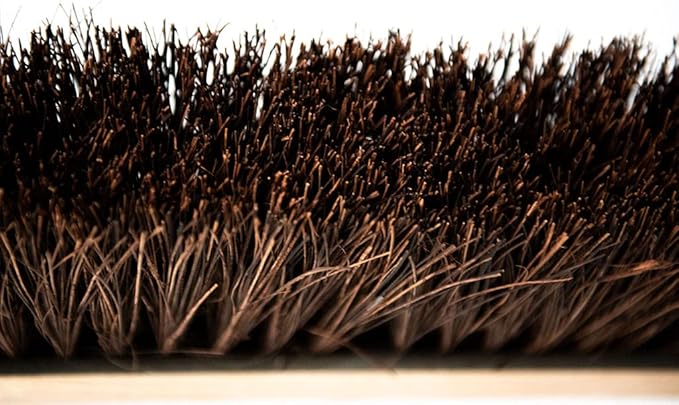 Indoor & Outdoor Broom Head – Heavy Duty Hardwood Block – Palmyra Bristles – Deck Scrub Brush – Two Threaded Handle Holes for Better Assist (16")