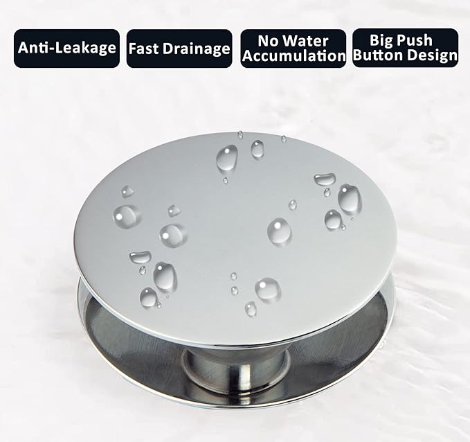 Artiwell Universal Bathroom Sink Drain Stopper, Fits Most Pop-Up Drains for Vessel Sink Lavatory Vanity, Sink Drain Strainer with Detachable Hair Catcher, Tested by Plumber in US (Chrome Plated)