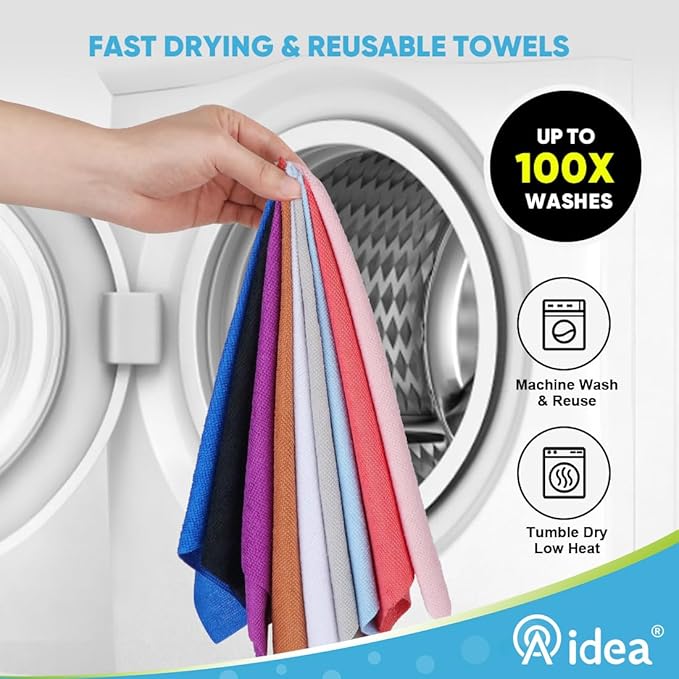 AIDEA Microfiber Cleaning Cloth Roll, 75PK, Black Microfiber Towels for Cars, Reusable Paper Towels Tear Away Cloth, Shop Rags, Lint Free Cleaning Rags for House, Kitchen, Window, 11.5"×11.5"