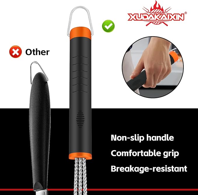 XUDAKAIXIN Grill Brush and Scraper, Safe Nylon Bristles Barbecue Outdoor Grill Brush for Cooled Grates, Extra Strong BBQ Cleaner Accessories(Red)